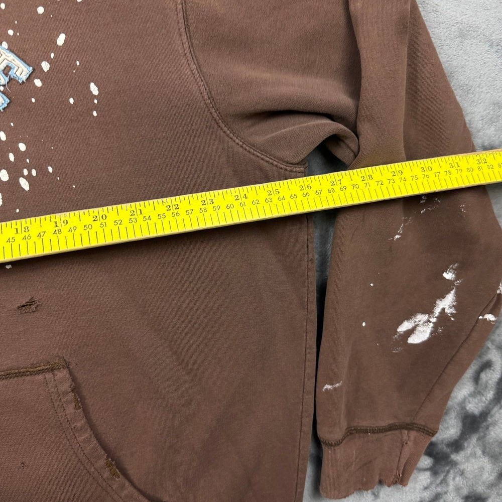 Aeropostale Hoodie Mens XL Brown Fair Distressed Paint Splatter Graphic Pullover - Picture 5 of 7